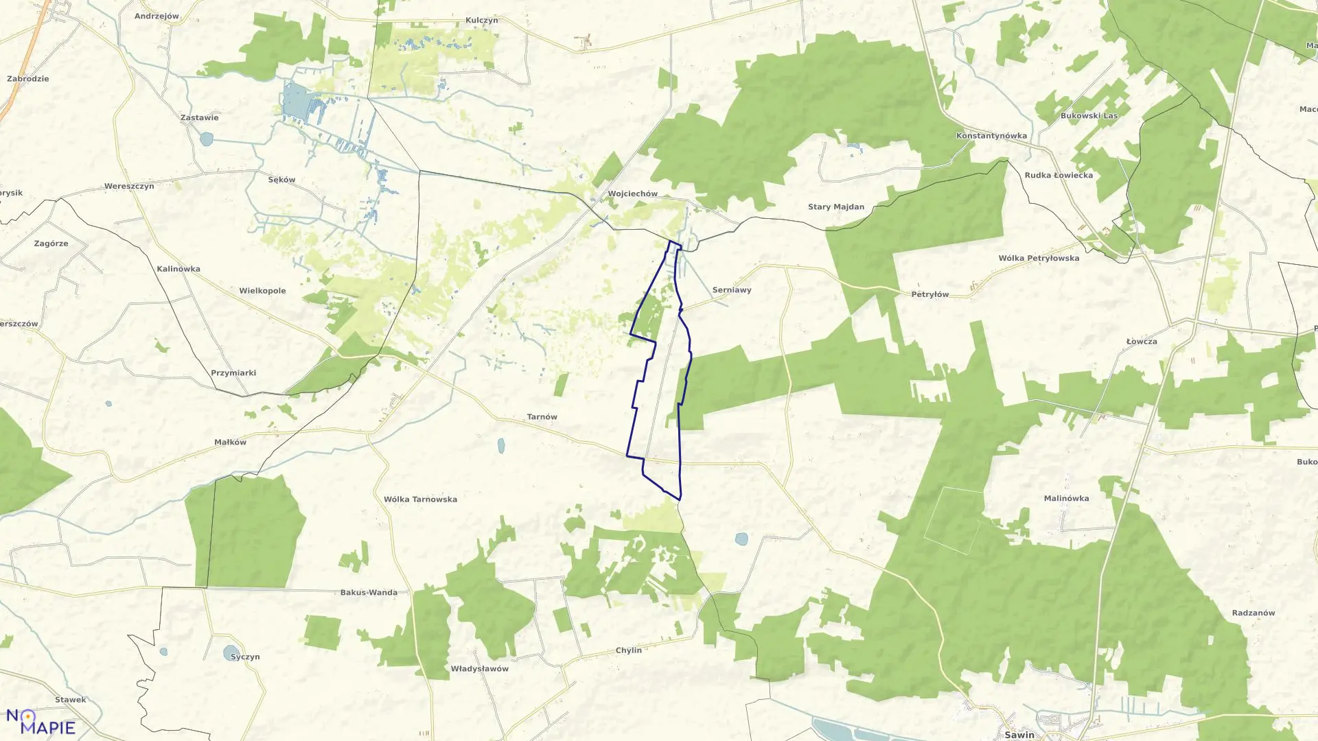 Mapa obrębu ALEKSANDRÓWKA w gminie Sawin