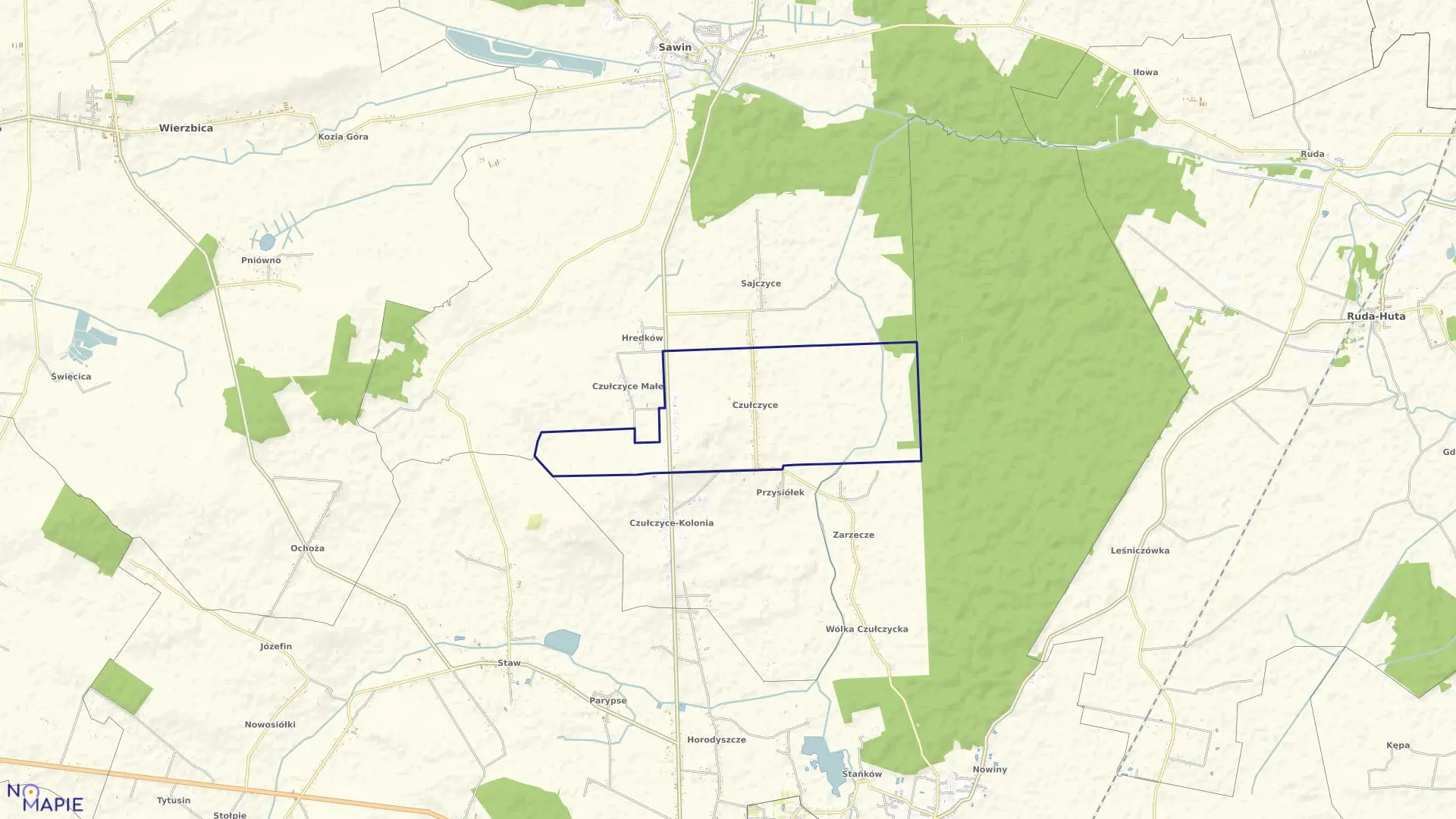 Mapa obrębu CZUŁCZYCE DUŻE w gminie Sawin