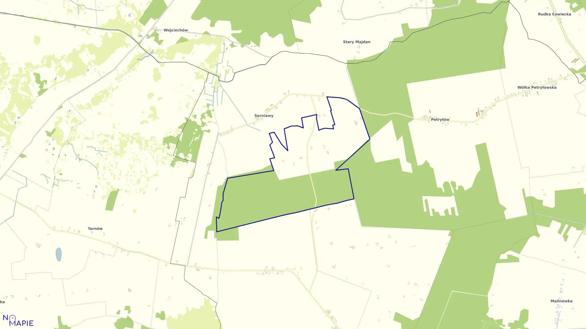 Mapa obrębu SERNIAWY-KOLONIA w gminie Sawin